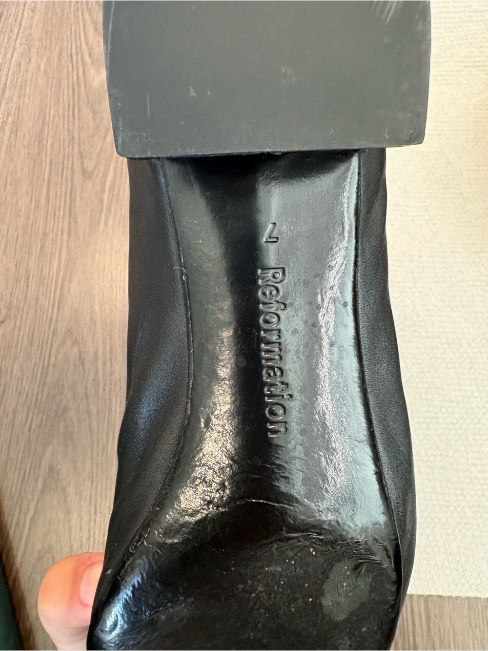 Reformation Black Leather Ballet Flats with Bow - Picture 4 of 4